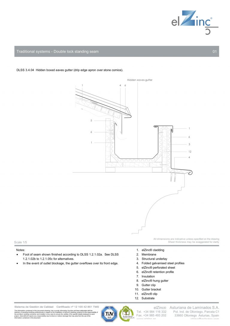 Ventilated Hidden Eaves Box Gutter Detail In Zinc Sig Zinc And Copper 